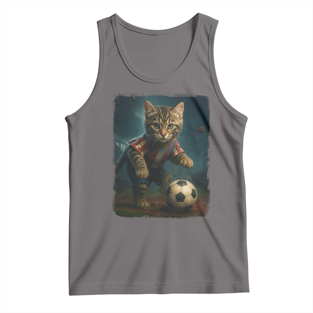 Funny Cat Soccer Ball Tank Top Cute Kitty Football Player Lover - Wonder Print Shop