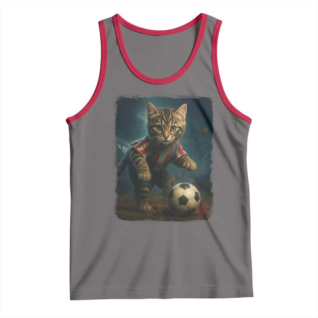 Funny Cat Soccer Ball Tank Top Cute Kitty Football Player Lover - Wonder Print Shop