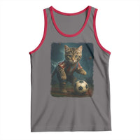 Funny Cat Soccer Ball Tank Top Cute Kitty Football Player Lover - Wonder Print Shop