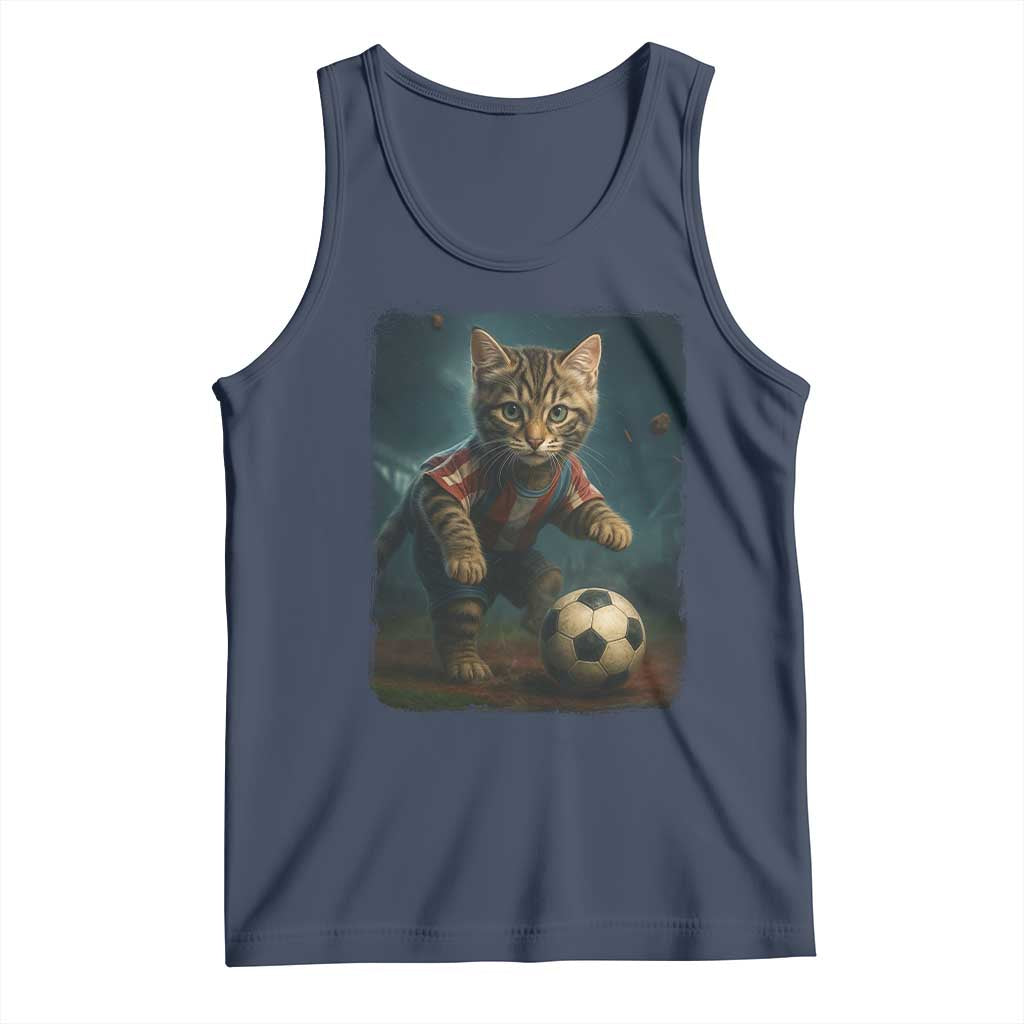 Funny Cat Soccer Ball Tank Top Cute Kitty Football Player Lover - Wonder Print Shop