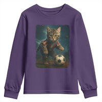 Funny Cat Soccer Ball Youth Sweatshirt Cute Kitty Football Player Lover - Wonder Print Shop