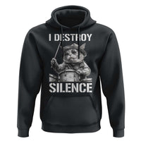 Funny Cat Rock Band Drummer Hoodie I Destroy Silence - Wonder Print Shop