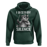 Funny Cat Rock Band Drummer Hoodie I Destroy Silence - Wonder Print Shop