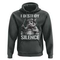 Funny Cat Rock Band Drummer Hoodie I Destroy Silence - Wonder Print Shop