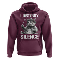 Funny Cat Rock Band Drummer Hoodie I Destroy Silence - Wonder Print Shop