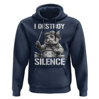 Funny Cat Rock Band Drummer Hoodie I Destroy Silence - Wonder Print Shop
