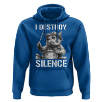 Funny Cat Rock Band Drummer Hoodie I Destroy Silence - Wonder Print Shop