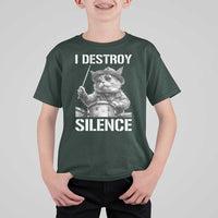 Funny Cat Rock Band Drummer T Shirt For Kid I Destroy Silence - Wonder Print Shop
