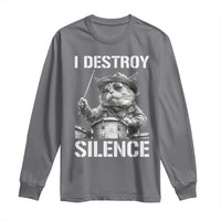 Funny Cat Rock Band Drummer Long Sleeve Shirt I Destroy Silence - Wonder Print Shop