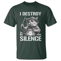 Funny Cat Rock Band Drummer T Shirt I Destroy Silence - Wonder Print Shop