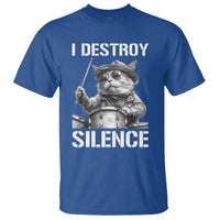 Funny Cat Rock Band Drummer T Shirt I Destroy Silence - Wonder Print Shop