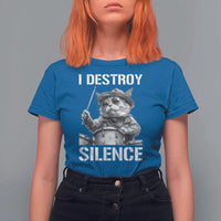 Funny Cat Rock Band Drummer T Shirt For Women I Destroy Silence - Wonder Print Shop