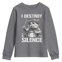 Funny Cat Rock Band Drummer Youth Sweatshirt I Destroy Silence - Wonder Print Shop