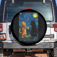 Cat Starry Night Spare Tire Cover Van Gogh Violin Kitty Lover - Wonder Print Shop