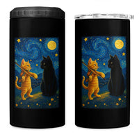 Cat Starry Night 4 in 1 Can Cooler Tumbler Van Gogh Violin Kitty Lover