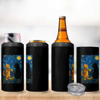 Cat Starry Night 4 in 1 Can Cooler Tumbler Van Gogh Violin Kitty Lover