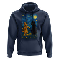 Cat Starry Night Hoodie Van Gogh Violin Kitty Lover - Wonder Print Shop