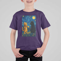 Cat Starry Night T Shirt For Kid Van Gogh Violin Kitty Lover - Wonder Print Shop