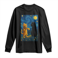 Cat Starry Night Long Sleeve Shirt Van Gogh Violin Kitty Lover - Wonder Print Shop