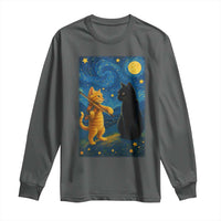 Cat Starry Night Long Sleeve Shirt Van Gogh Violin Kitty Lover - Wonder Print Shop