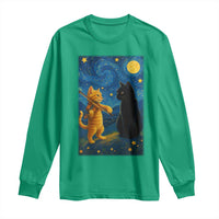 Cat Starry Night Long Sleeve Shirt Van Gogh Violin Kitty Lover - Wonder Print Shop