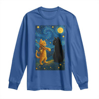 Cat Starry Night Long Sleeve Shirt Van Gogh Violin Kitty Lover - Wonder Print Shop