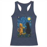 Cat Starry Night Racerback Tank Top Van Gogh Violin Kitty Lover - Wonder Print Shop