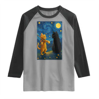 Cat Starry Night Raglan Shirt Van Gogh Violin Kitty Lover - Wonder Print Shop
