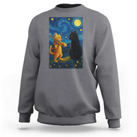 Cat Starry Night Sweatshirt Van Gogh Violin Kitty Lover - Wonder Print Shop