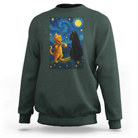Cat Starry Night Sweatshirt Van Gogh Violin Kitty Lover - Wonder Print Shop