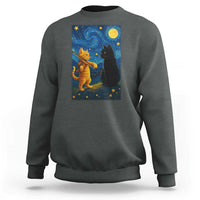 Cat Starry Night Sweatshirt Van Gogh Violin Kitty Lover - Wonder Print Shop