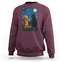 Cat Starry Night Sweatshirt Van Gogh Violin Kitty Lover - Wonder Print Shop