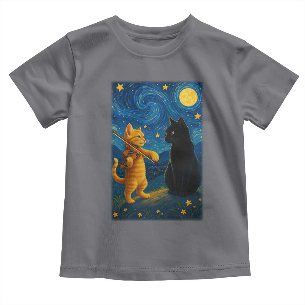 Cat Starry Night Toddler T Shirt Van Gogh Violin Kitty Lover - Wonder Print Shop