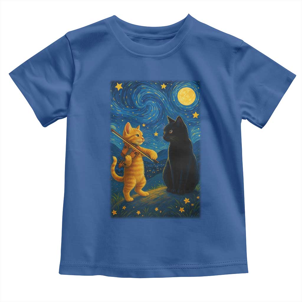 Cat Starry Night Toddler T Shirt Van Gogh Violin Kitty Lover - Wonder Print Shop