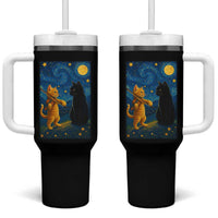 Cat Starry Night Tumbler With Handle Van Gogh Violin Kitty Lover