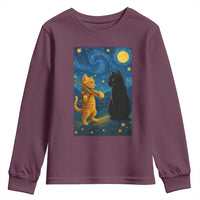 Cat Starry Night Youth Sweatshirt Van Gogh Violin Kitty Lover - Wonder Print Shop