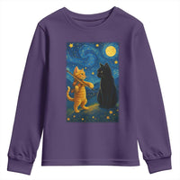 Cat Starry Night Youth Sweatshirt Van Gogh Violin Kitty Lover - Wonder Print Shop