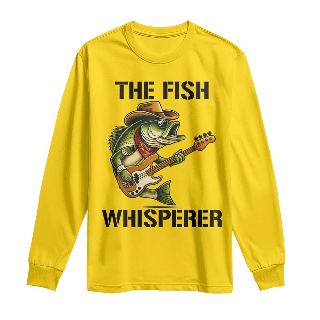 Funny Bass Fishing Long Sleeve Shirt The Fish Whisperer Fisherman Humor - Wonder Print Shop