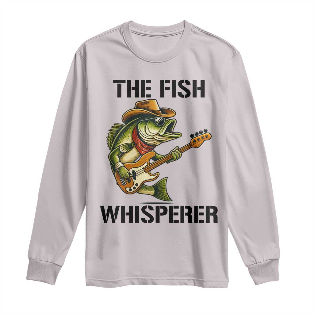 Funny Bass Fishing Long Sleeve Shirt The Fish Whisperer Fisherman Humor - Wonder Print Shop