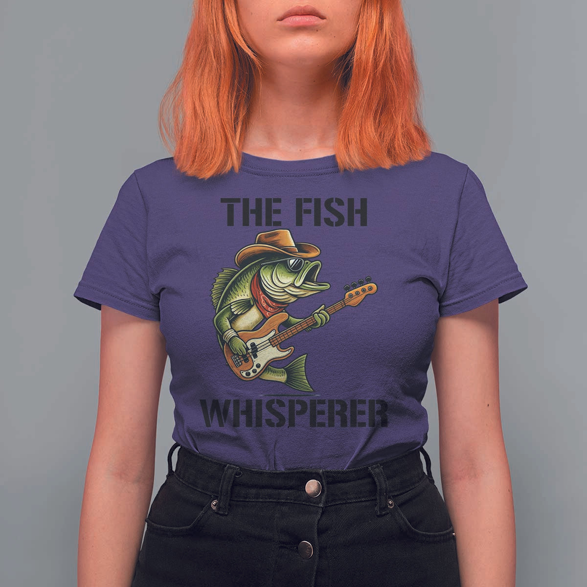 Funny Bass Fishing T Shirt For Women The Fish Whisperer Fisherman Humor - Wonder Print Shop