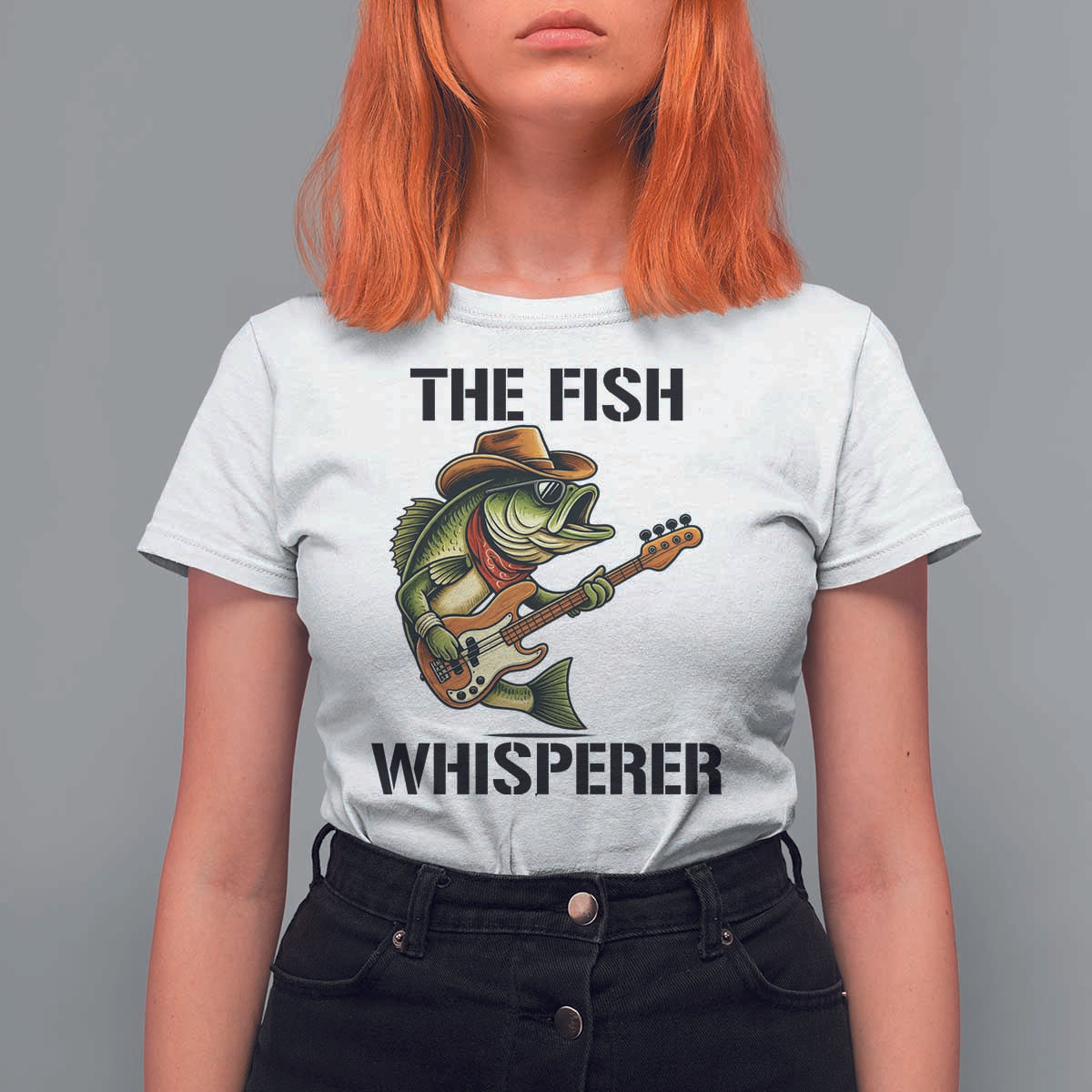 Funny Bass Fishing T Shirt For Women The Fish Whisperer Fisherman Humor - Wonder Print Shop