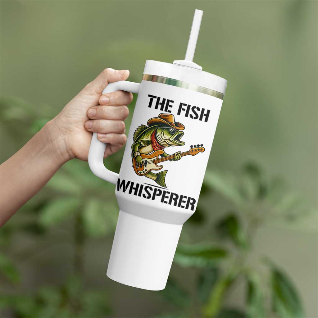 Funny Bass Fishing Tumbler With Handle The Fish Whisperer Fisherman Humor