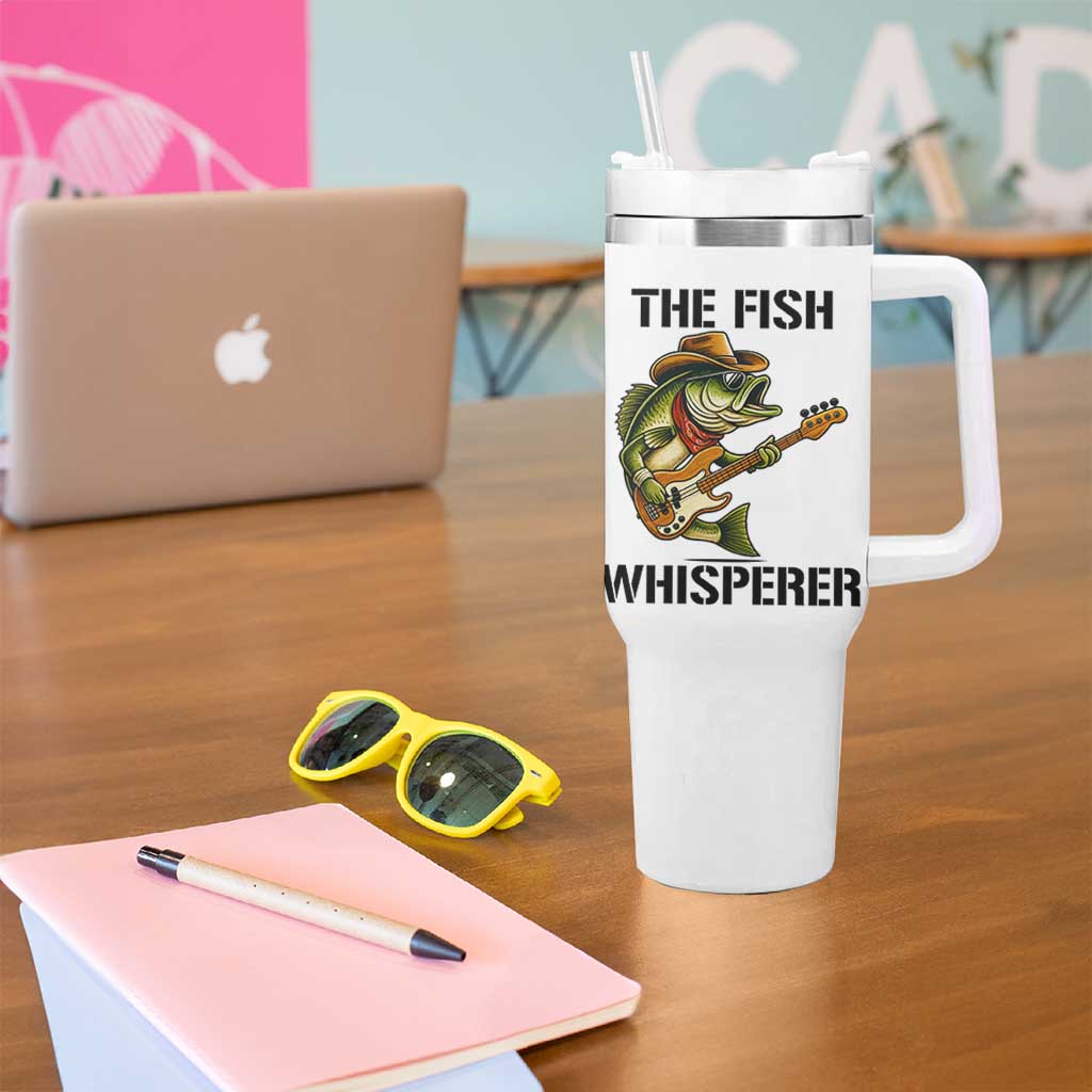 Funny Bass Fishing Tumbler With Handle The Fish Whisperer Fisherman Humor
