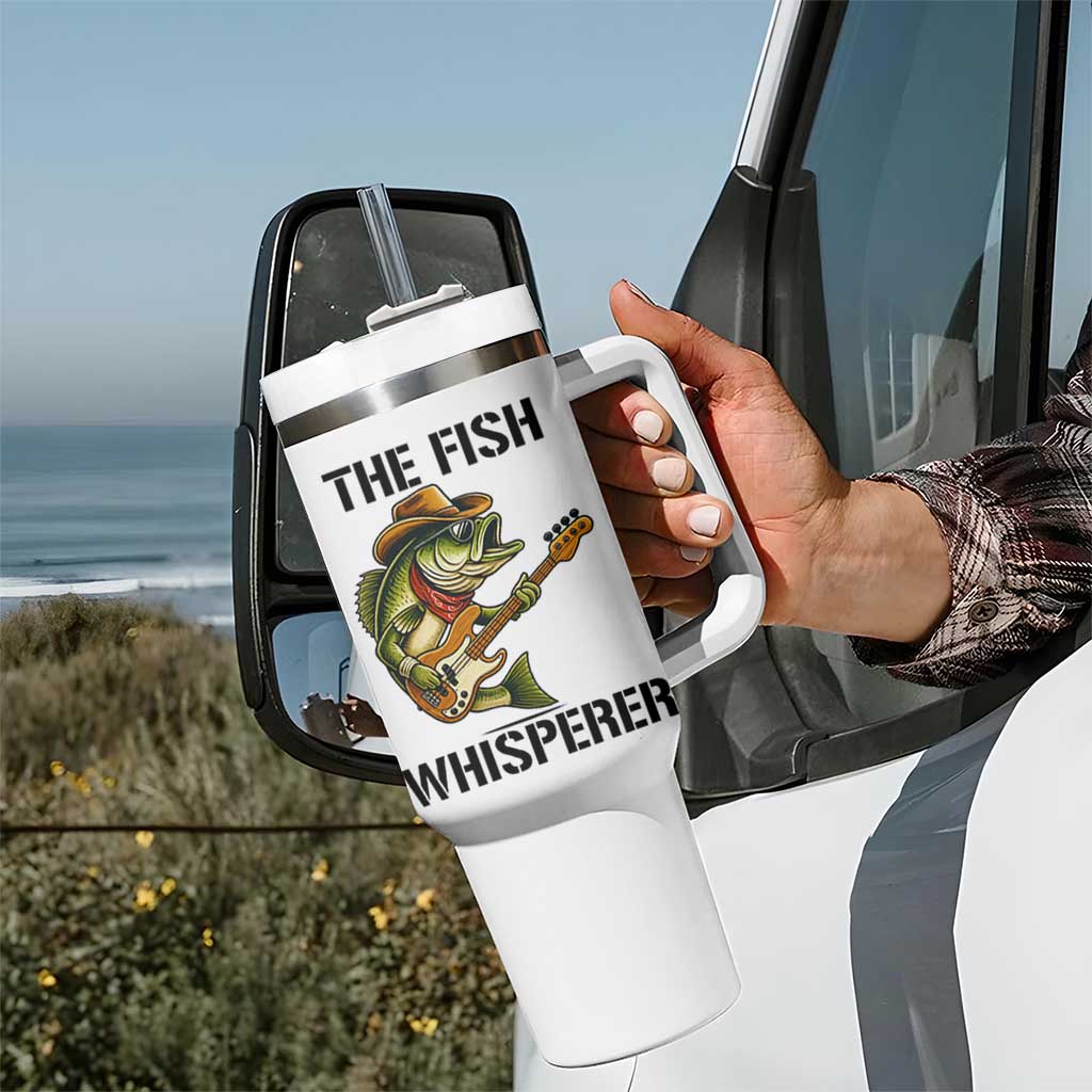Funny Bass Fishing Tumbler With Handle The Fish Whisperer Fisherman Humor