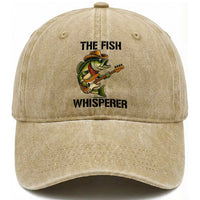 Funny Bass Fishing Washed Cotton Baseball Cap The Fish Whisperer Fisherman Humor