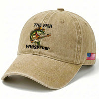 Funny Bass Fishing Washed Cotton Baseball Cap The Fish Whisperer Fisherman Humor