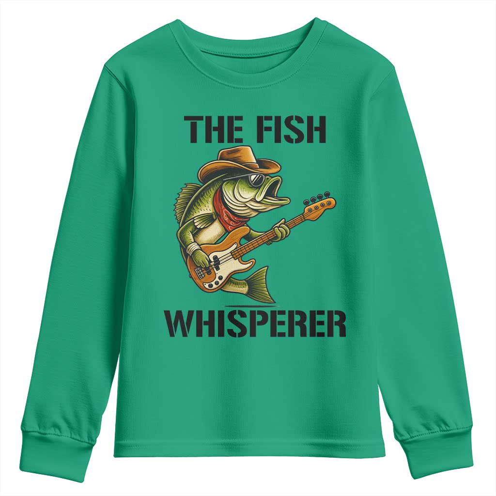 Funny Bass Fishing Youth Sweatshirt The Fish Whisperer Fisherman Humor - Wonder Print Shop