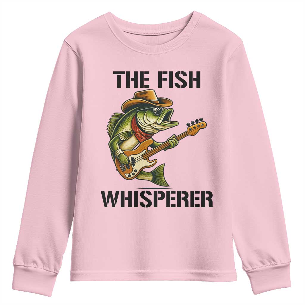 Funny Bass Fishing Youth Sweatshirt The Fish Whisperer Fisherman Humor - Wonder Print Shop