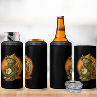 Japanese Samurai Cat 4 in 1 Can Cooler Tumbler Retro Cat Playing Shamisen Art