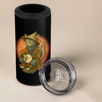 Japanese Samurai Cat 4 in 1 Can Cooler Tumbler Retro Cat Playing Shamisen Art